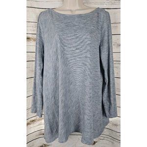 Pure J Jill Blue Space Dye Tunic Top L A-Line 100% Cotton Striped